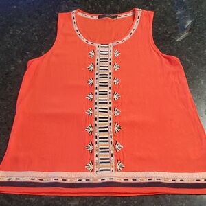 THML Orange Embroidered Tank Top